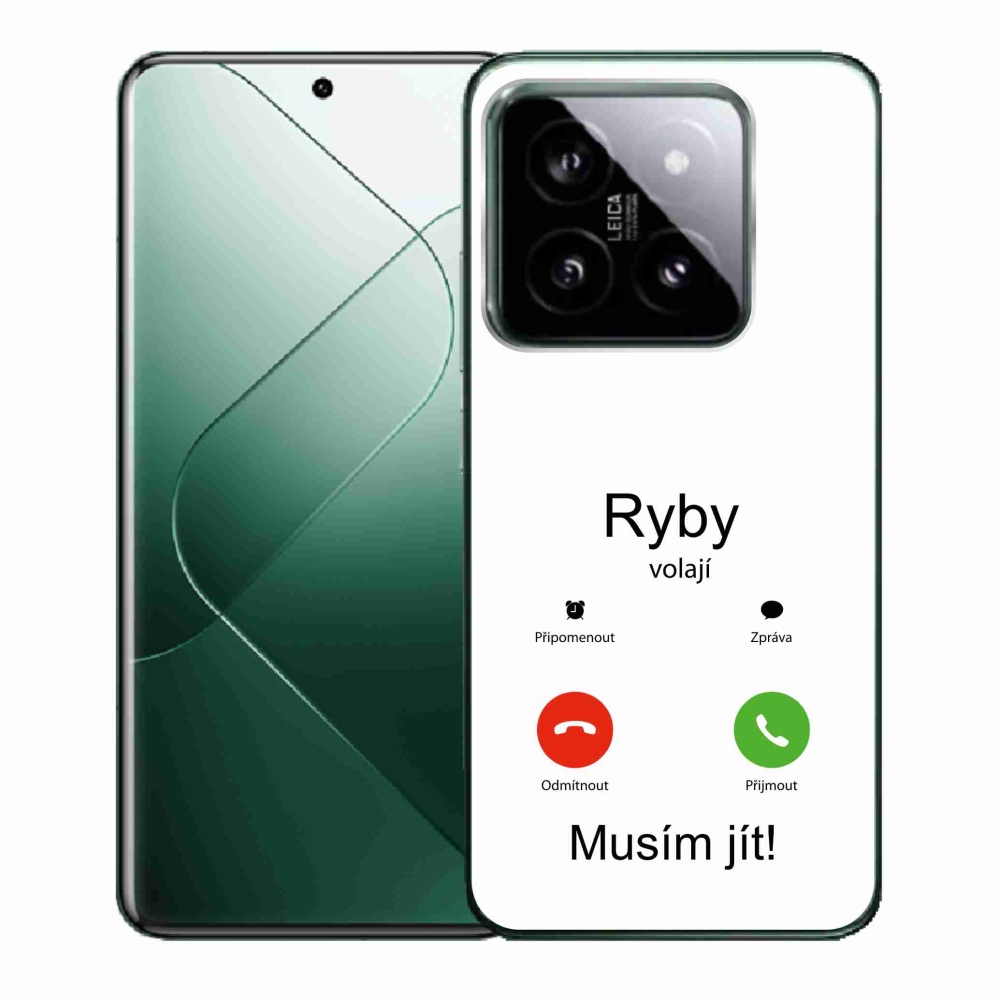 Gél borító mmCase a Xiaomi 14 - hal hívás fehér háttérrel