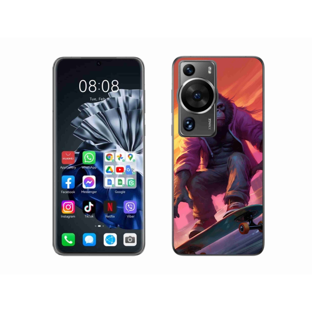 Gél borítás mmCase a Huawei P60 Pro számára - gorilla a gördeszkán