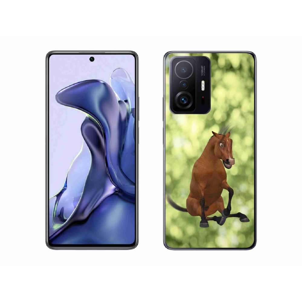 Gél borítás mmCase a Xiaomi 11T-hez - barna rajzfilm ló 1