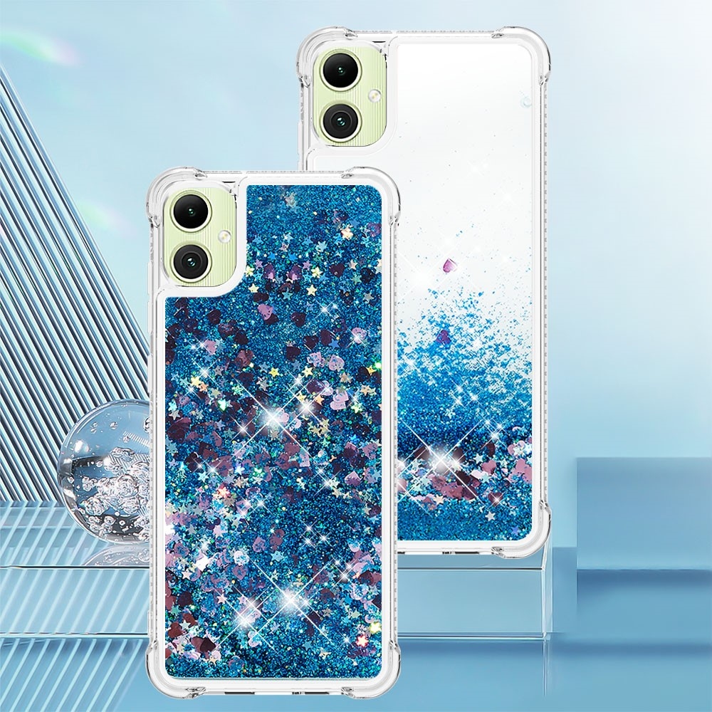 Glitter homokóra zselés tok Samsung Galaxy A06 4G - kék/szívek