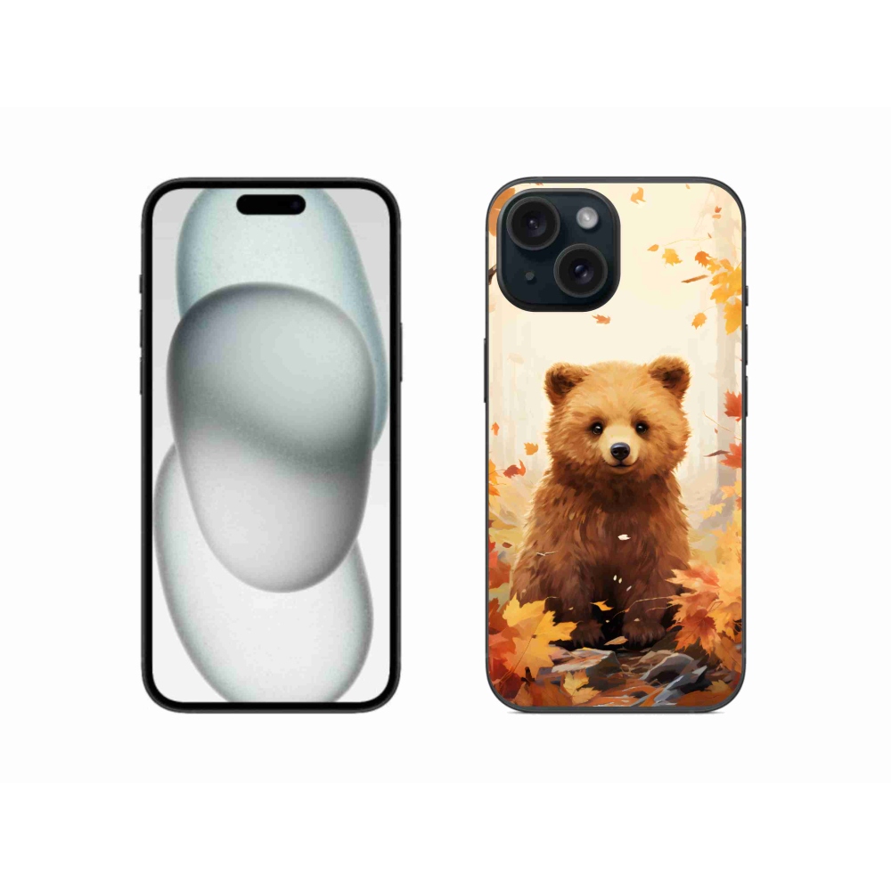 Zselés borítás mmCase iPhone 15 készülékhez - medve az erdőben