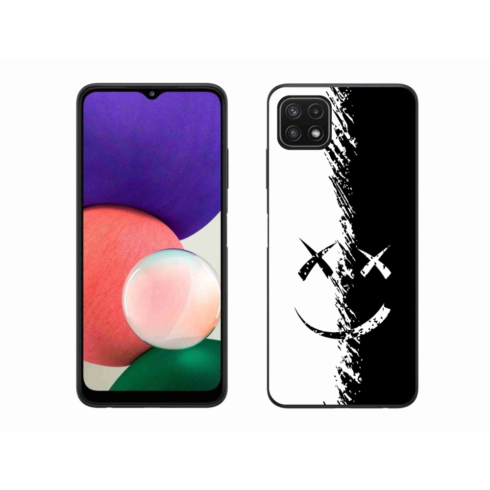 Gél védőhuzat mmCase Samsung Galaxy A22 5G - fekete-fehér mosolygóhoz