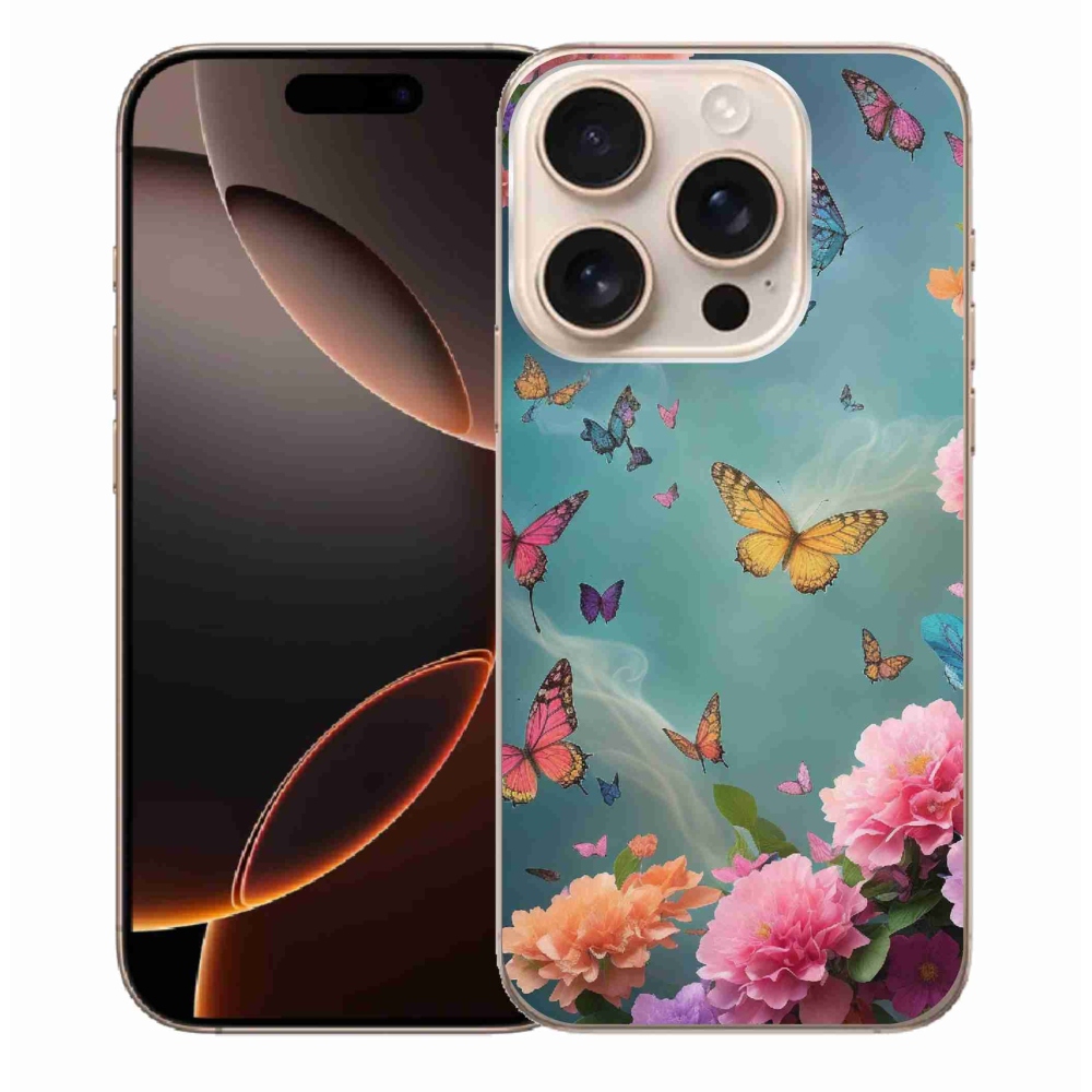 Gél borítás mmCase iPhone 16 Pro Max készülékhez - színes virágok és pillangók