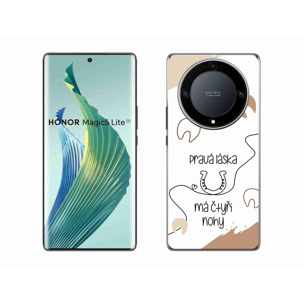 Gél borító mmCase a Honor Magic 5 Lite 5G számára - ló motívum fehér háttérrel