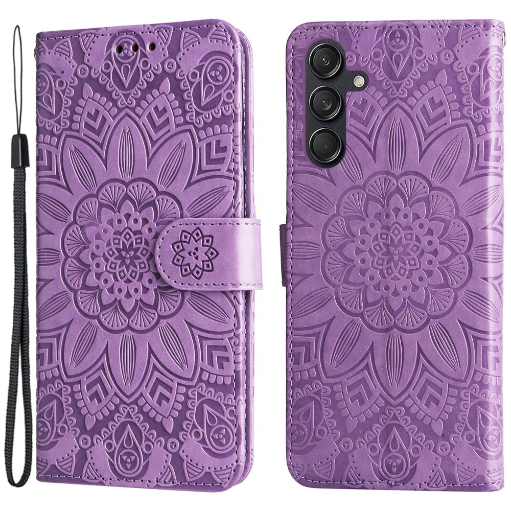 Napraforgó könyvtáska Samsung Galaxy M55 5G - lila
