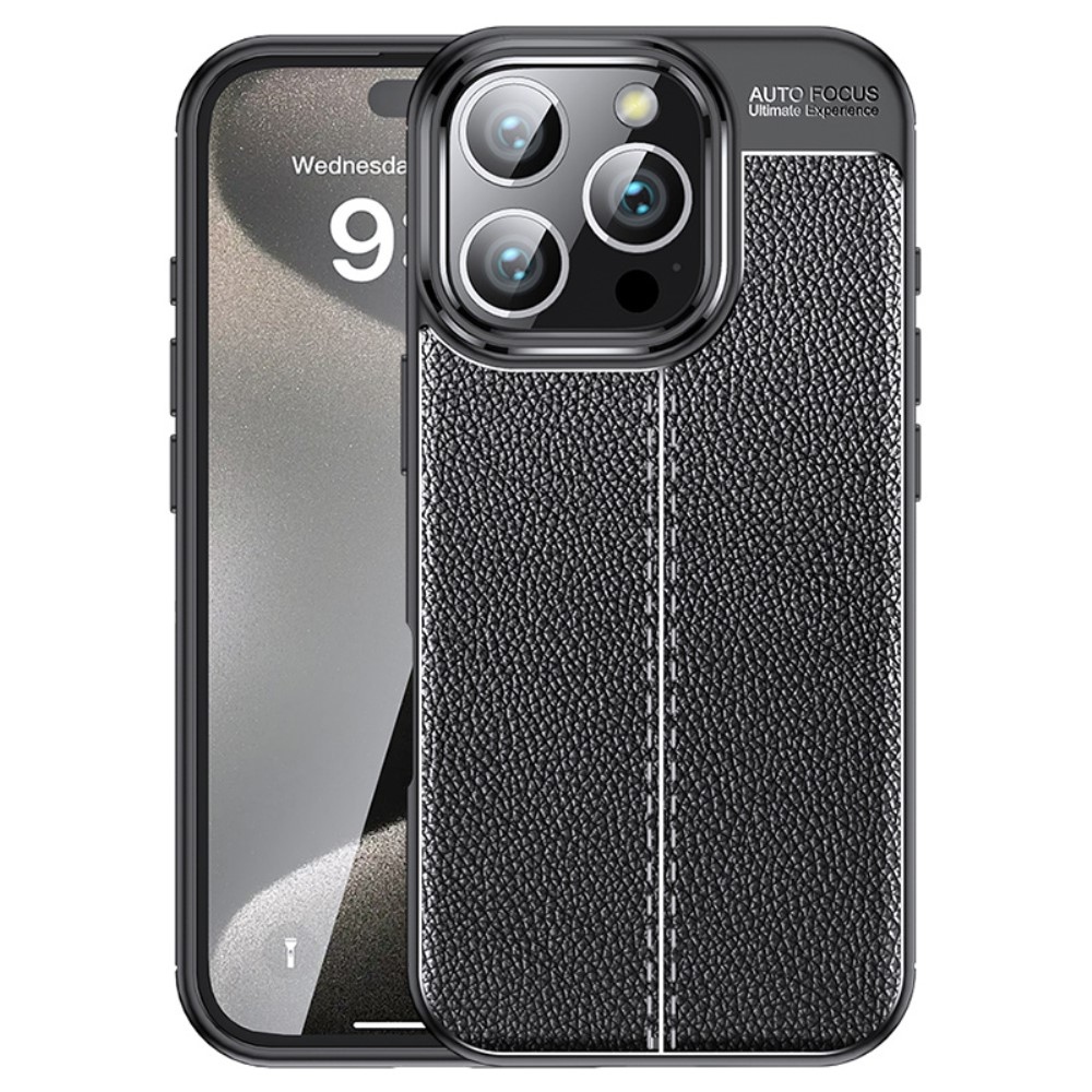 Litchi tartós zselés tok iPhone 16 Pro Max készülékhez - fekete