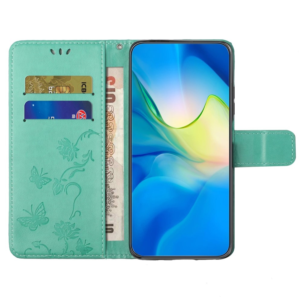 Virágos könyv tok Samsung Galaxy S24 készülékhez - kék-zöld