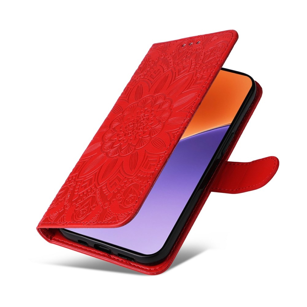 Napraforgó könyv tok a Xiaomi 15-öshöz - piros