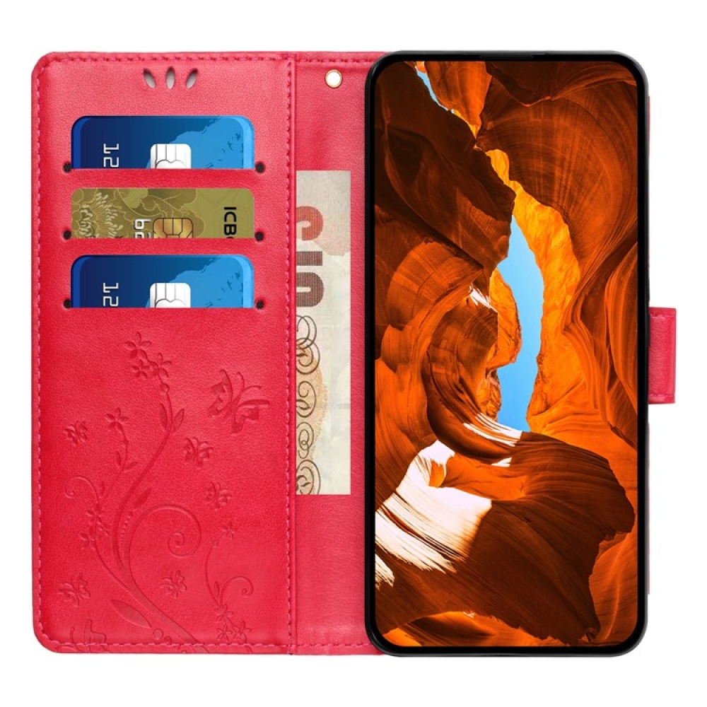 Virágok könyv tok iPhone 17 Pro-hoz - piros