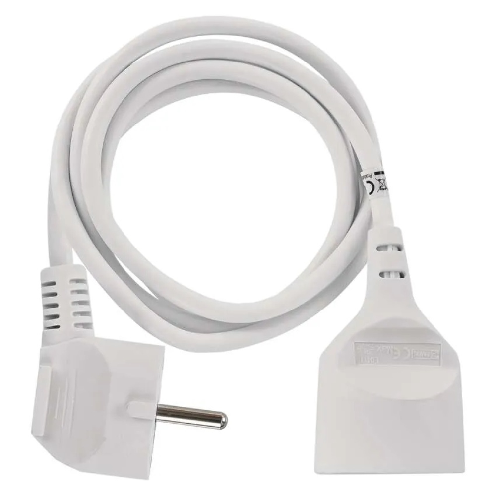 Hosszabbító kábel 1,5 m / 1 csatlakozó / fehér / PVC / 1 mm2