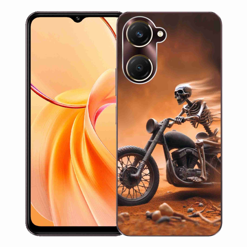Gél borítás mmCase a Vivo Y28s 5G-hez - csontváz egy motorkerékpáron