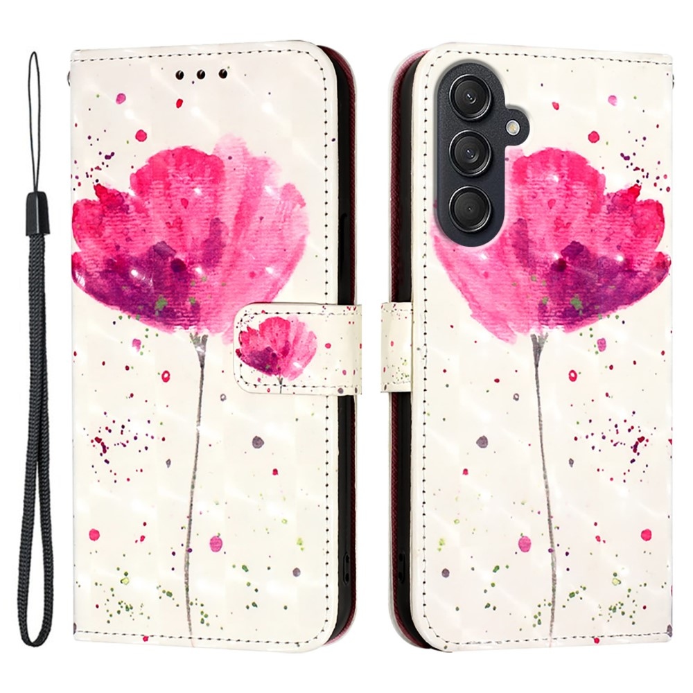 Patte könyv tok Samsung Galaxy M55 5G-hez - rózsaszín virág