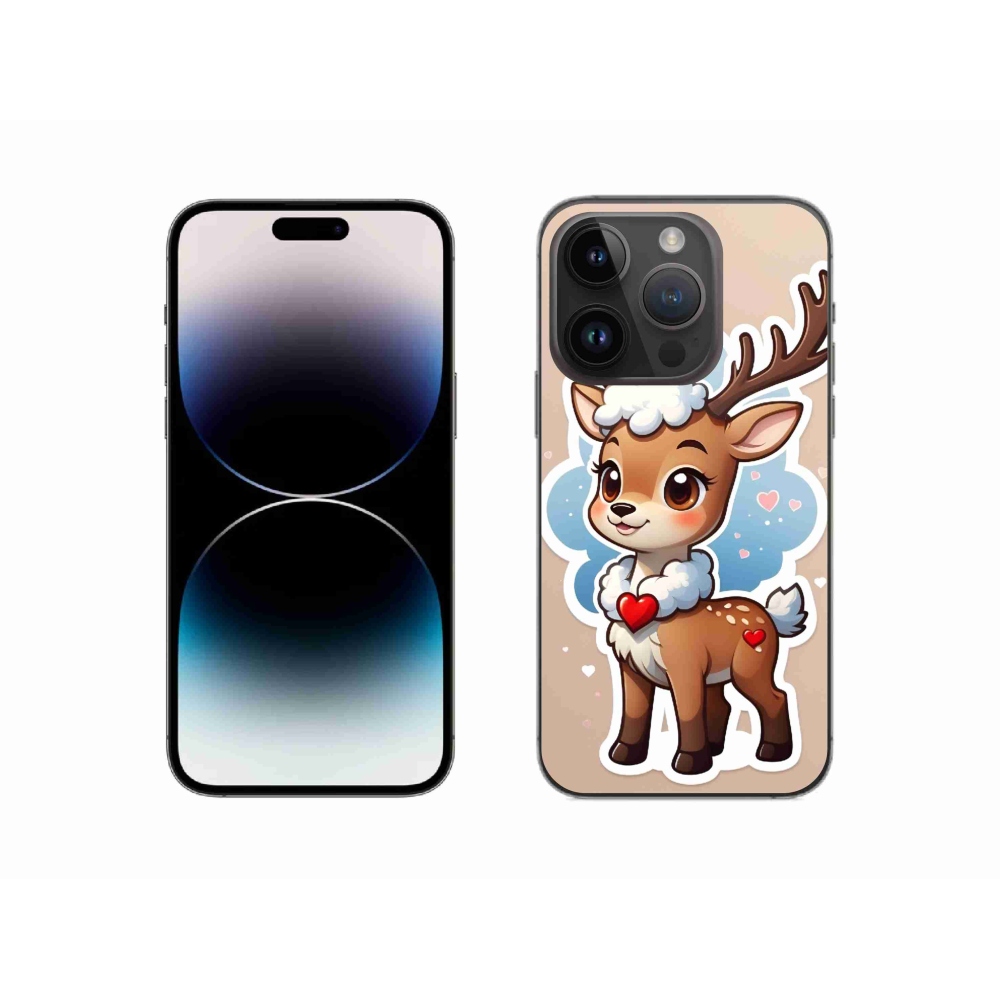 Gél borítás mmCase iPhone 14 Pro készülékhez - rajzfilm rénszarvas
