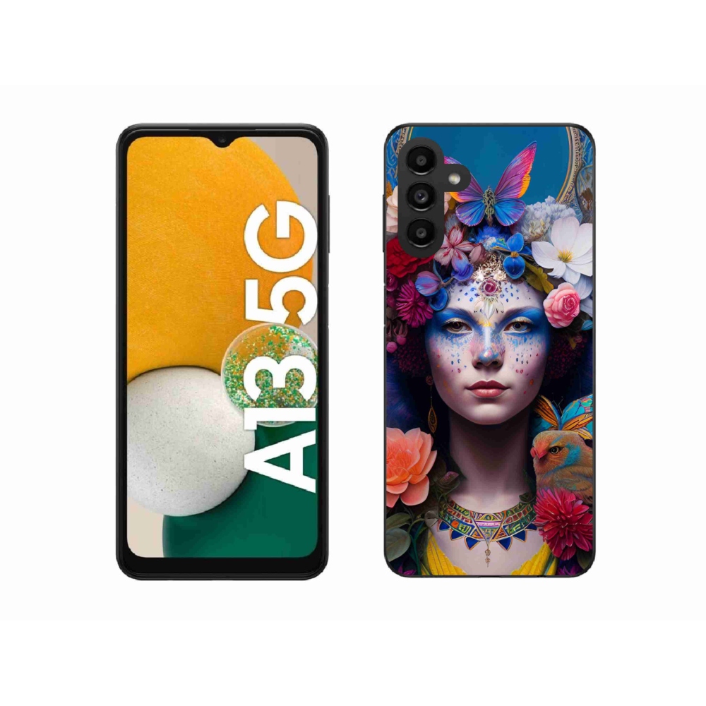 Gél borítás mmCase Samsung Galaxy A13 5G - nő virágokkal