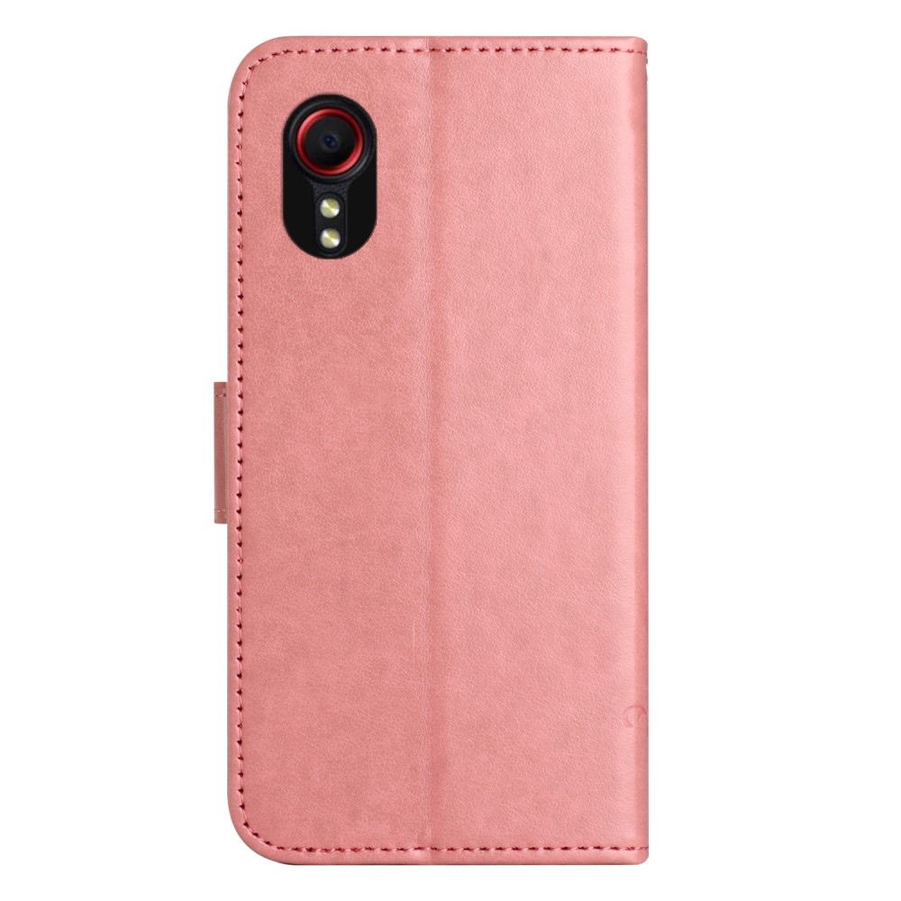 Virágos könyvtáska Samsung Galaxy Xcover 7 készülékhez - rózsaszín