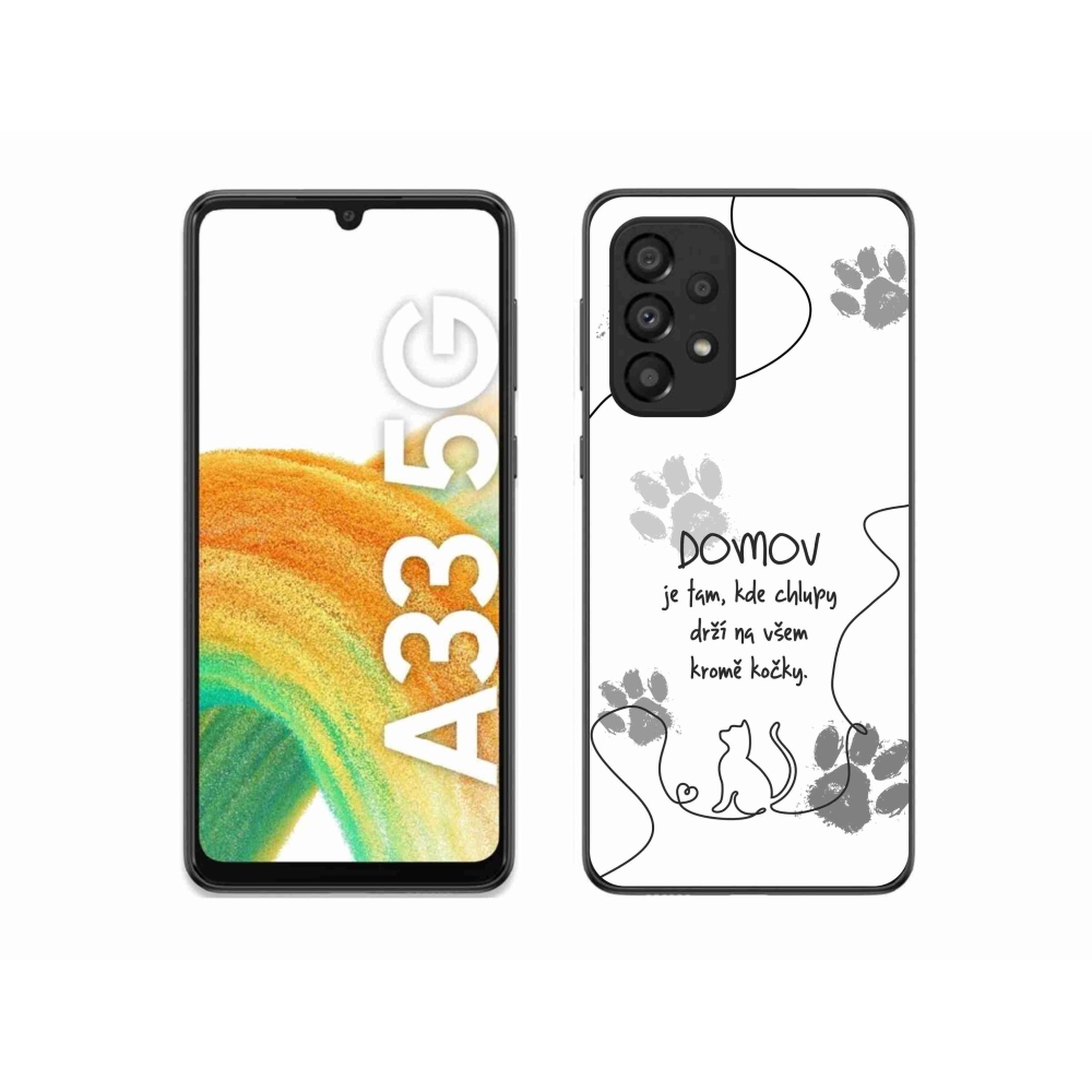Gél borítás mmCase Samsung Galaxy A33 5G - macska motívum fehér háttérrel