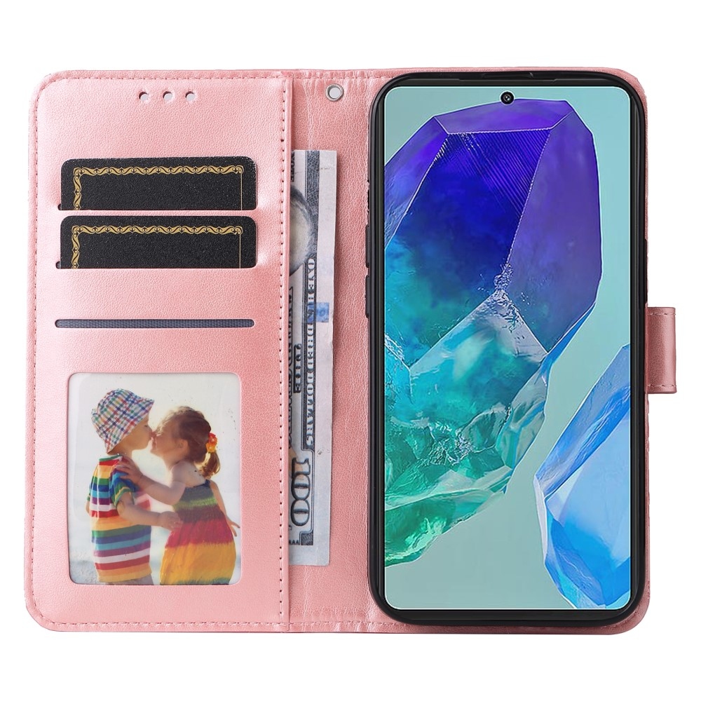 Napraforgó könyv tok Samsung Galaxy M55 5G - rózsaszínű