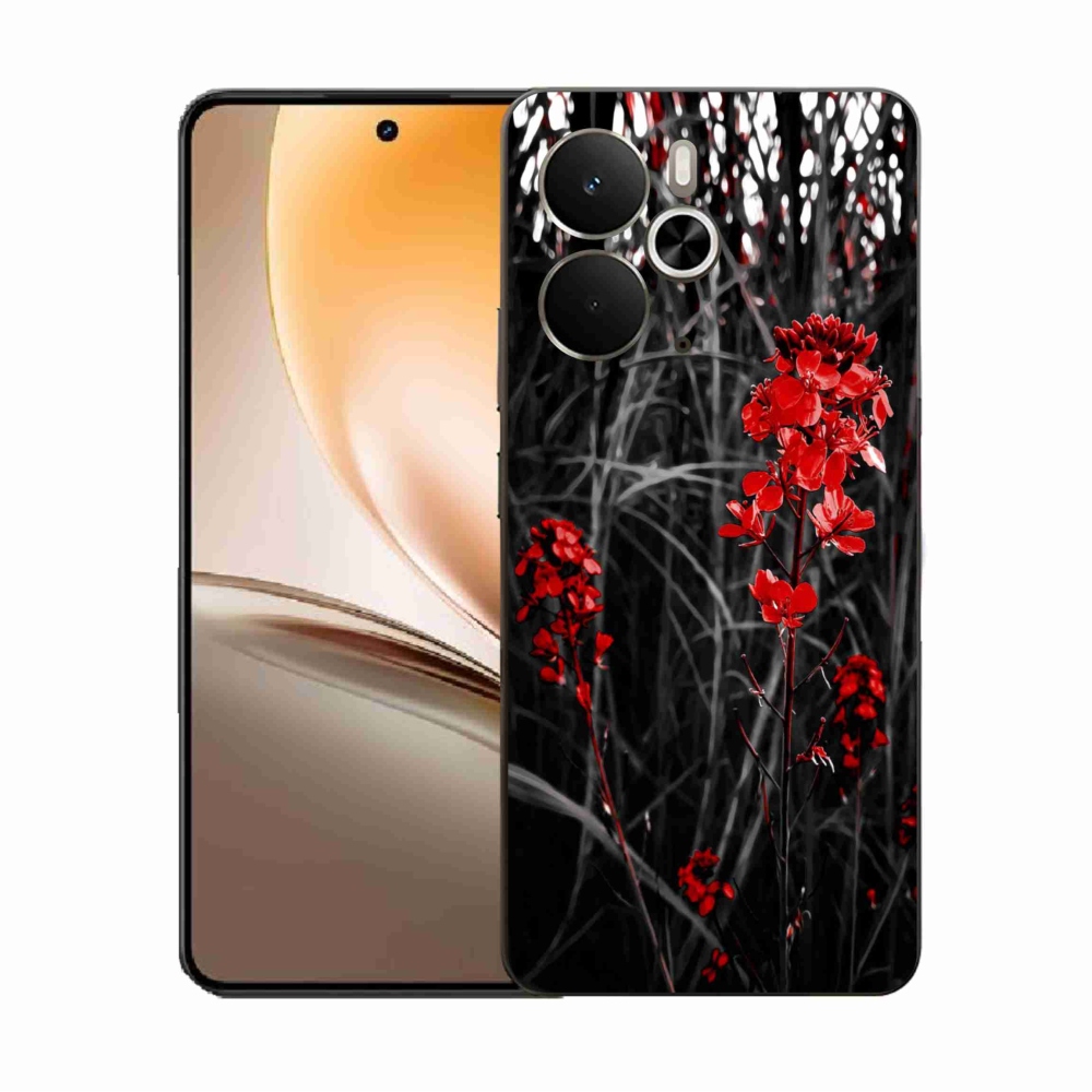 Gél borítás mmCase a Realme 14 5G számára - piros növény