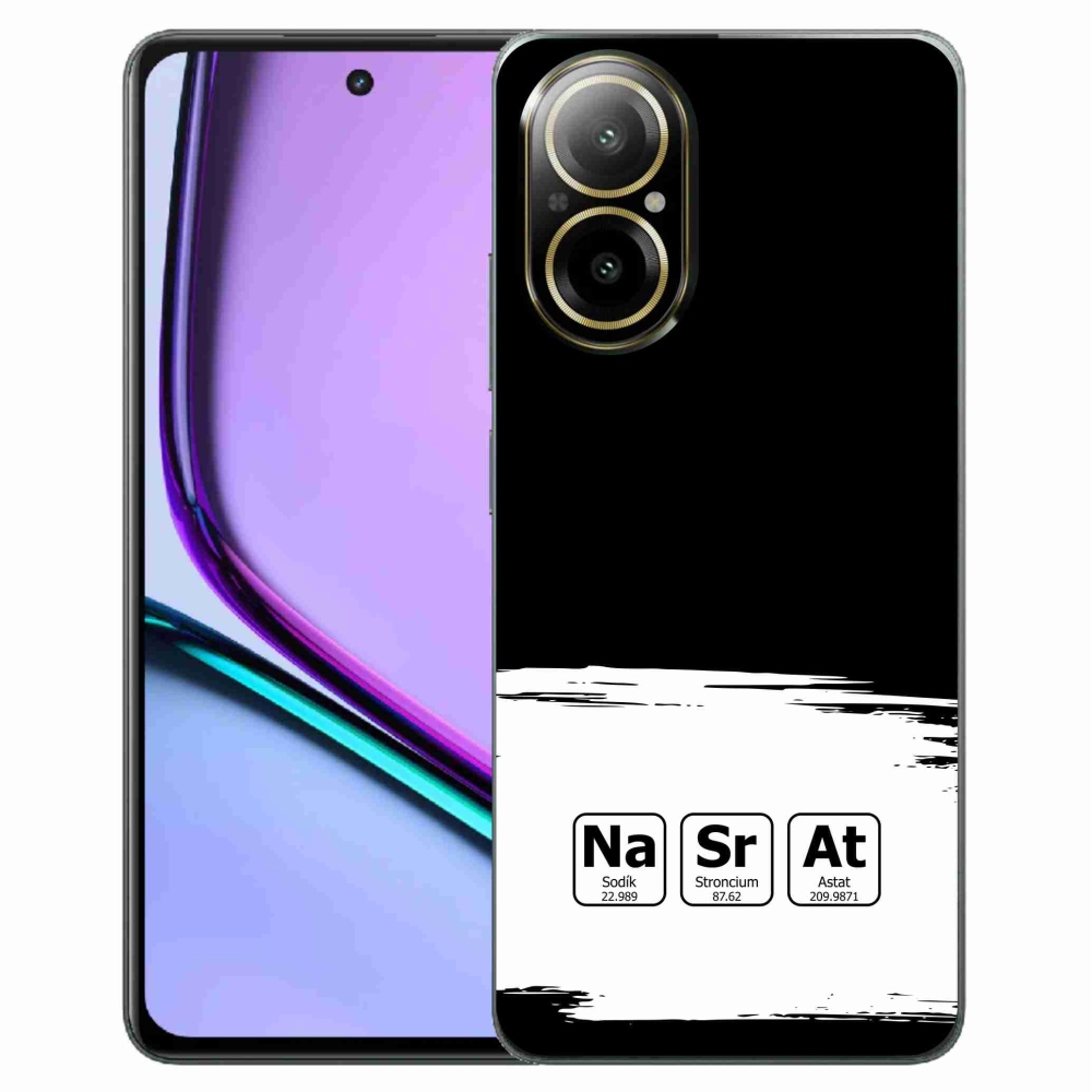 Gél borító mmCase a Realme C67 készülékhez - kémiai elemek fehér és fekete háttérrel