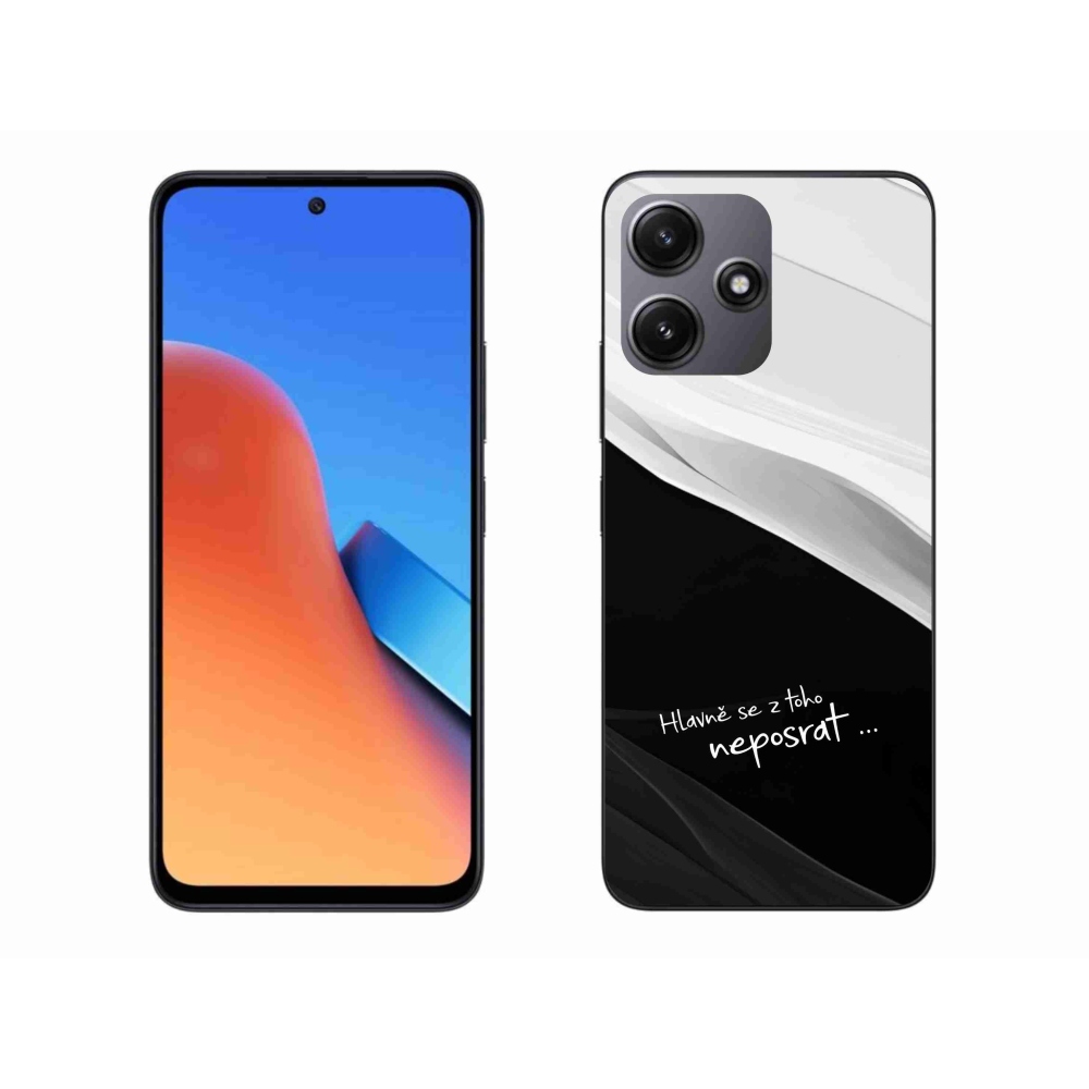 Gél borító mmCase a Xiaomi Redmi 12 5G-hez - vicces szöveg 13 fekete és fehér háttérrel