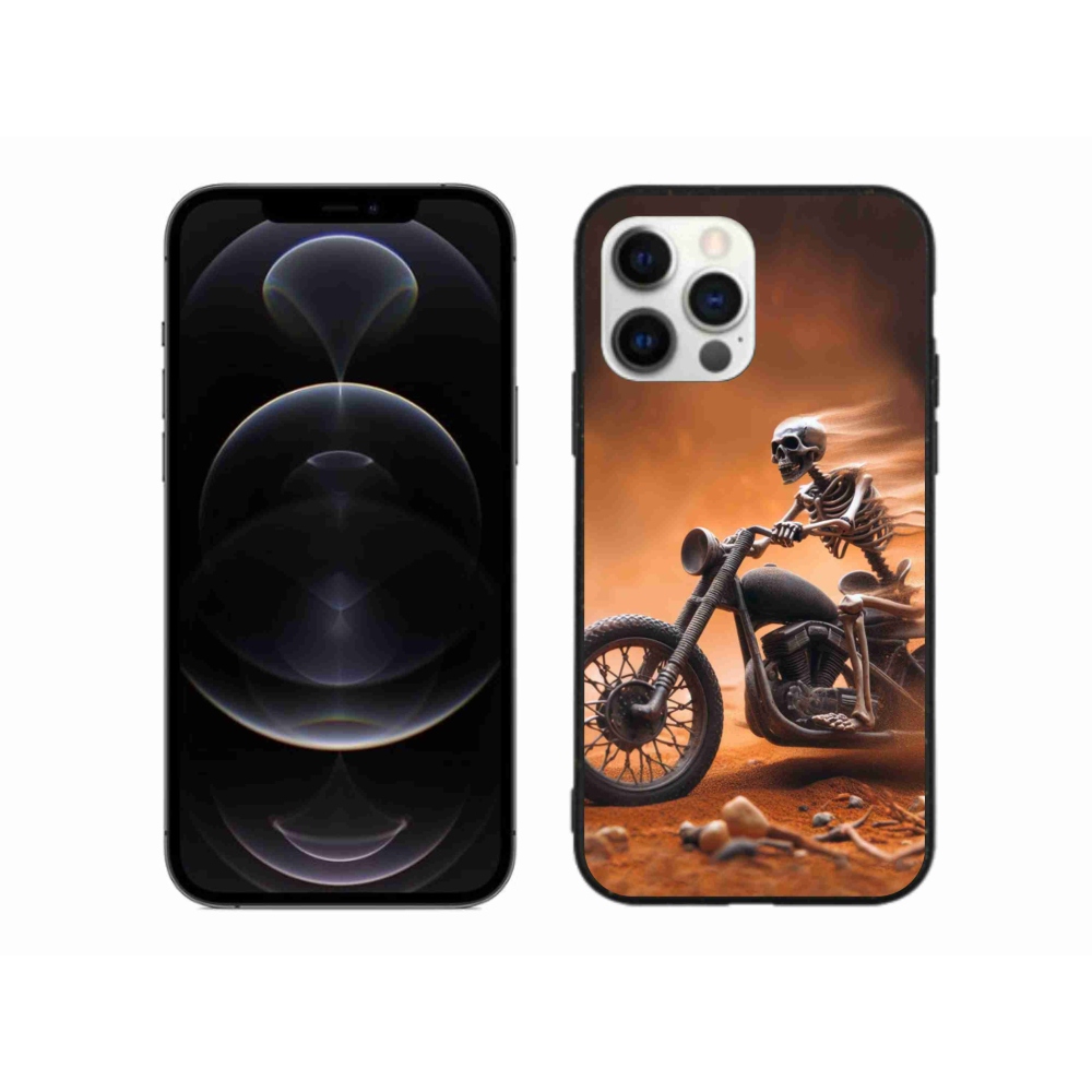 Gél borítás mmCase iPhone 12 Pro Max készülékhez - csontváz egy motorkerékpáron