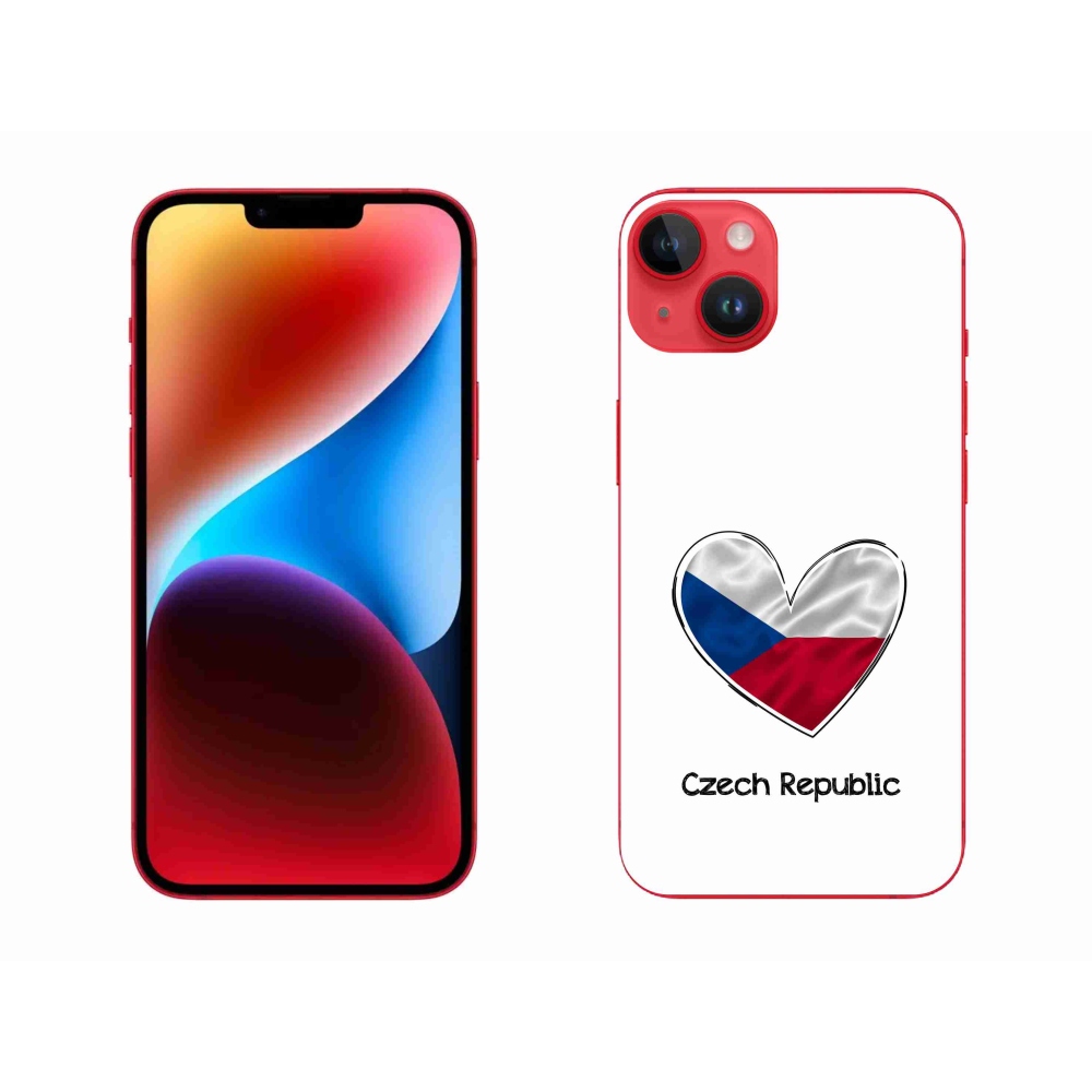 Zselés borítás mmCase iPhone 14 Plus készülékhez - zászló szív fehér háttérrel