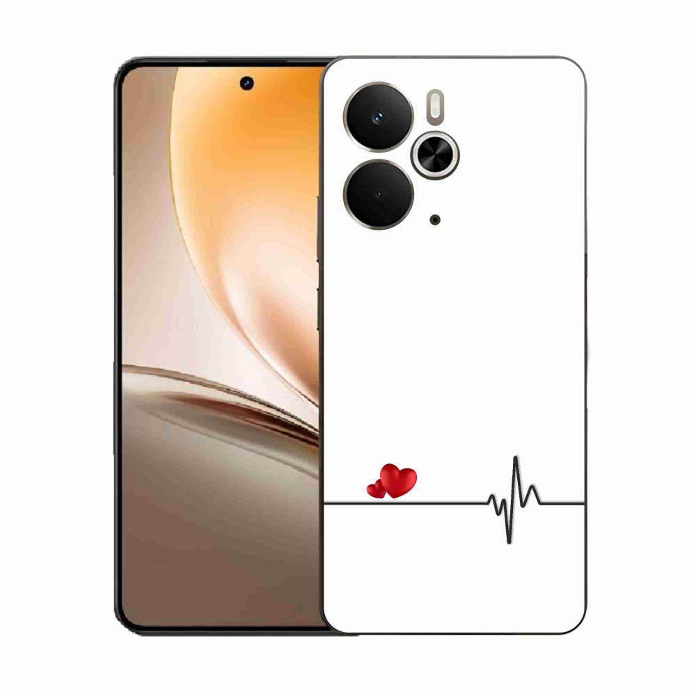 Gél borító mmCase a Realme 14 5G-n - szív és szívverés fehér háttérrel