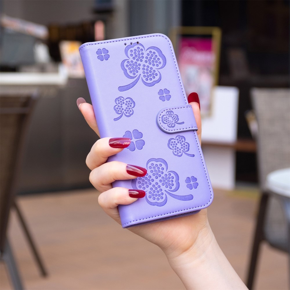 Clover könyv tok Xiaomi Redmi Note 14 Pro-hoz - lila