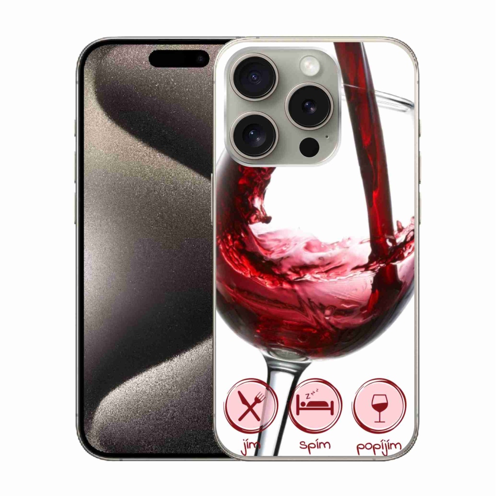 Gél tok mmCase iPhone 15 Pro készülékhez - borospohár piros
