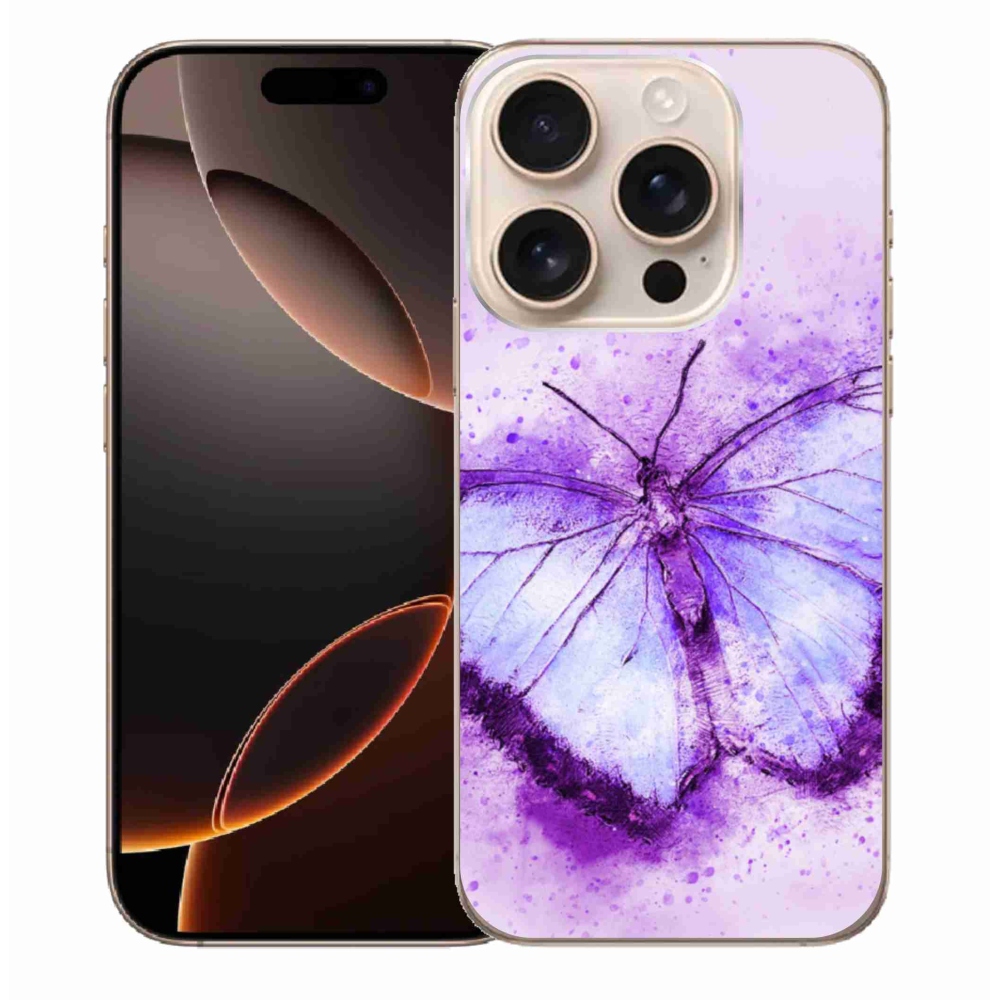 Zselés borítás mmCase iPhone 16 Pro Max készülékhez - lila pillangó