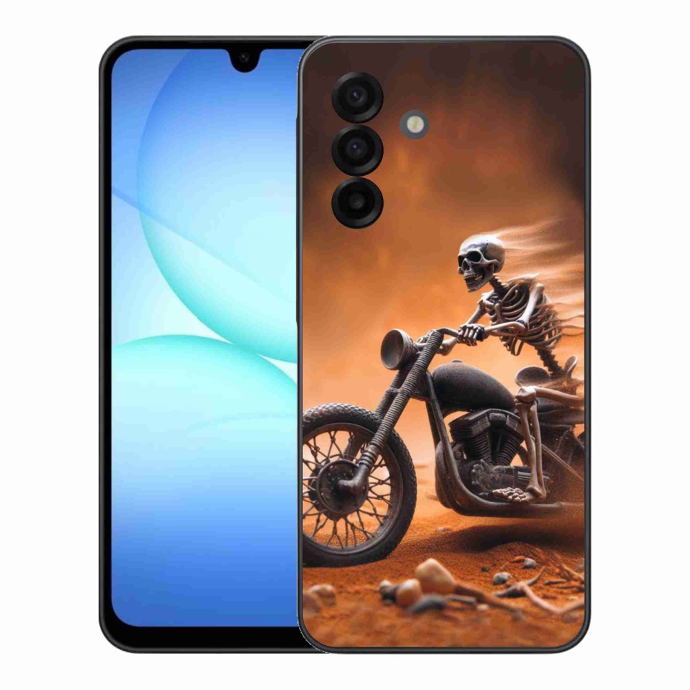 Zselés borítás mmCase Samsung Galaxy A17 5G - csontváz egy motorkerékpáron