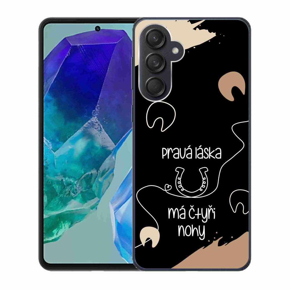 Gél borítás mmCase Samsung Galaxy M55 5G - ló motívum fekete háttérrel
