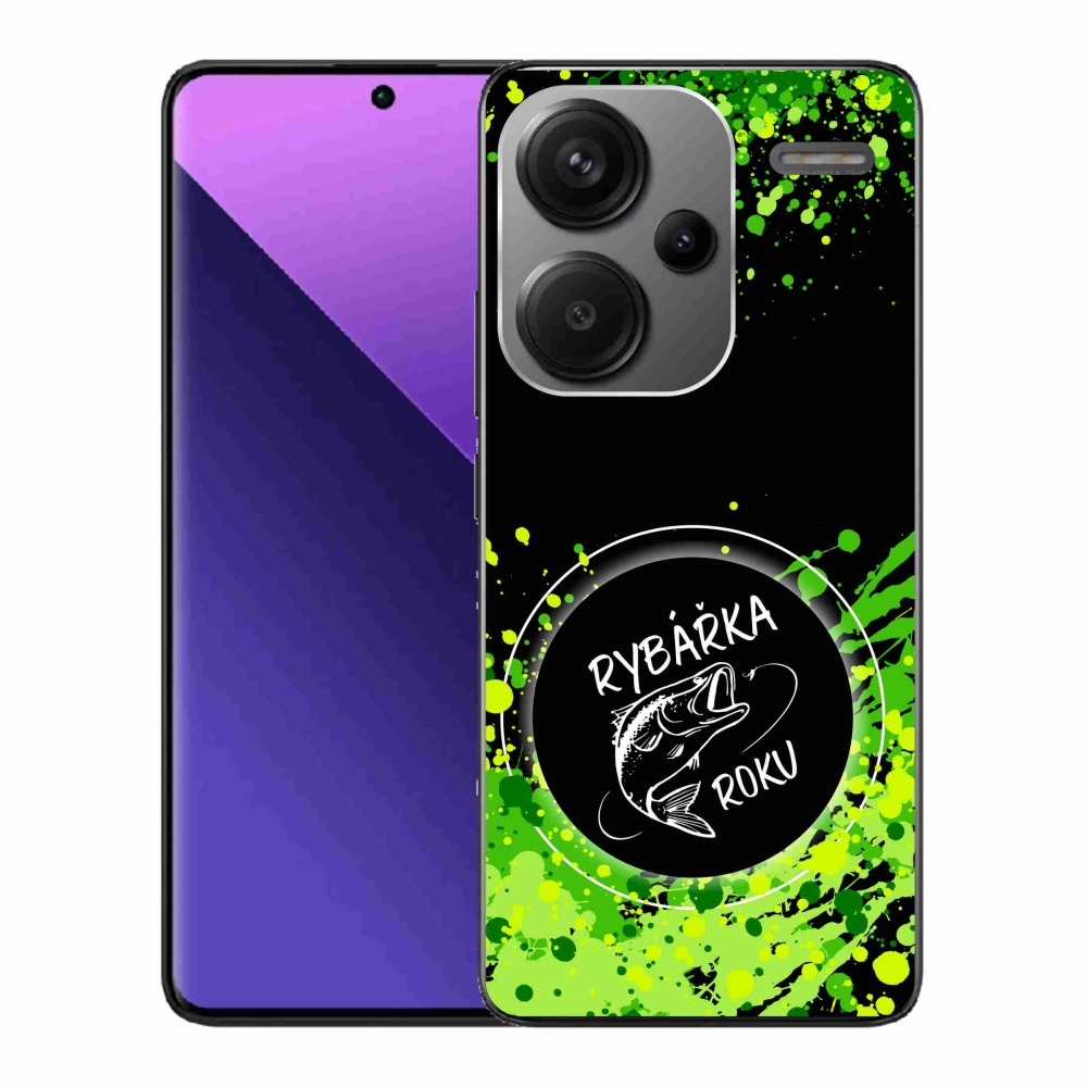 Gél borító mmCase a Xiaomi Redmi Note 13 Pro+ 5G számára - az év halászának fekete háttere