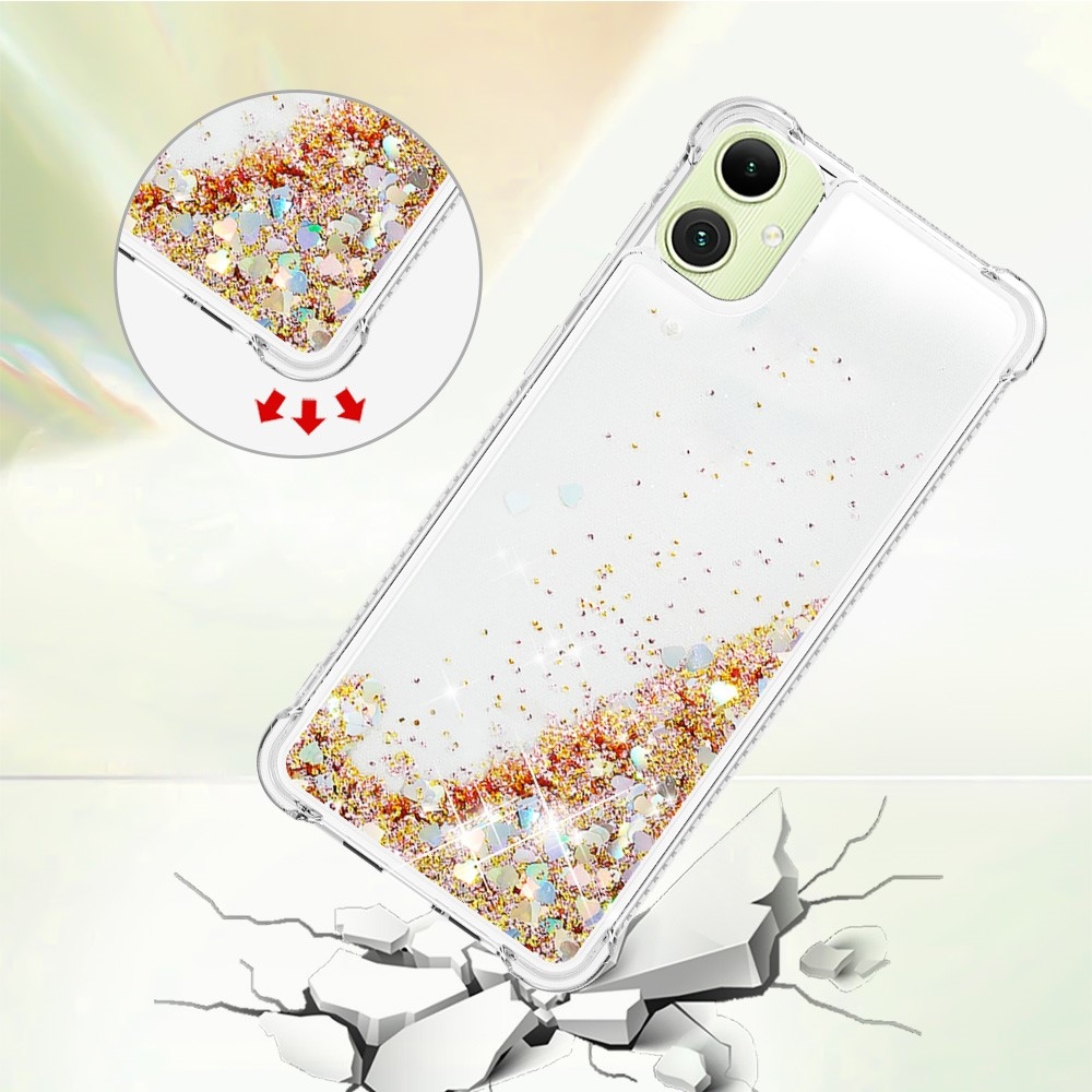 Glitter homokóra zselés tok Samsung Galaxy A06 4G - arany/szív