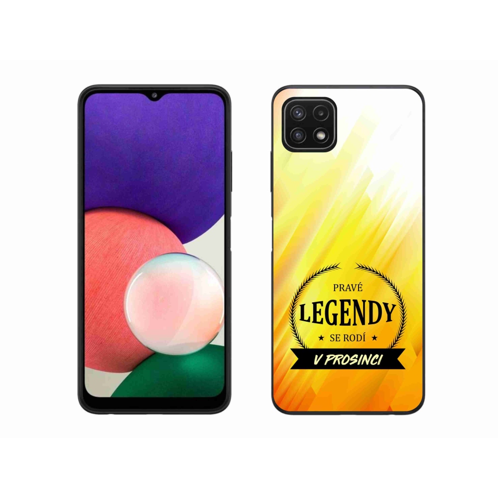 Gél borító mmCase Samsung Galaxy A22 5G - December legendái sárga háttérrel