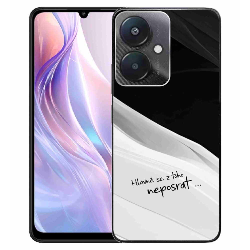 Gél borító mmCase a Xiaomi Redmi 13C 5G számára - vicces szöveg 13 fehér és fekete háttérrel