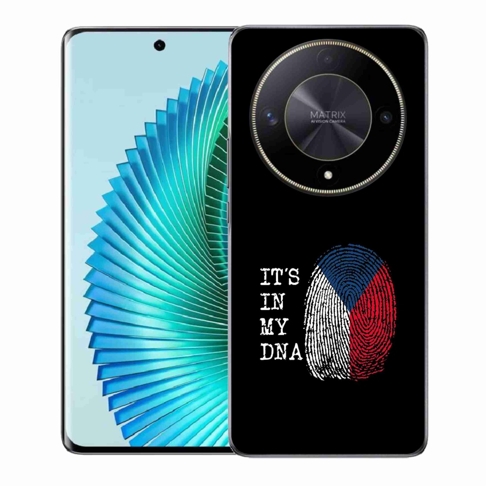 Gél borítás mmCase a Honor Magic 6 Lite 5G - zászlós ujjlenyomat fekete háttérrel