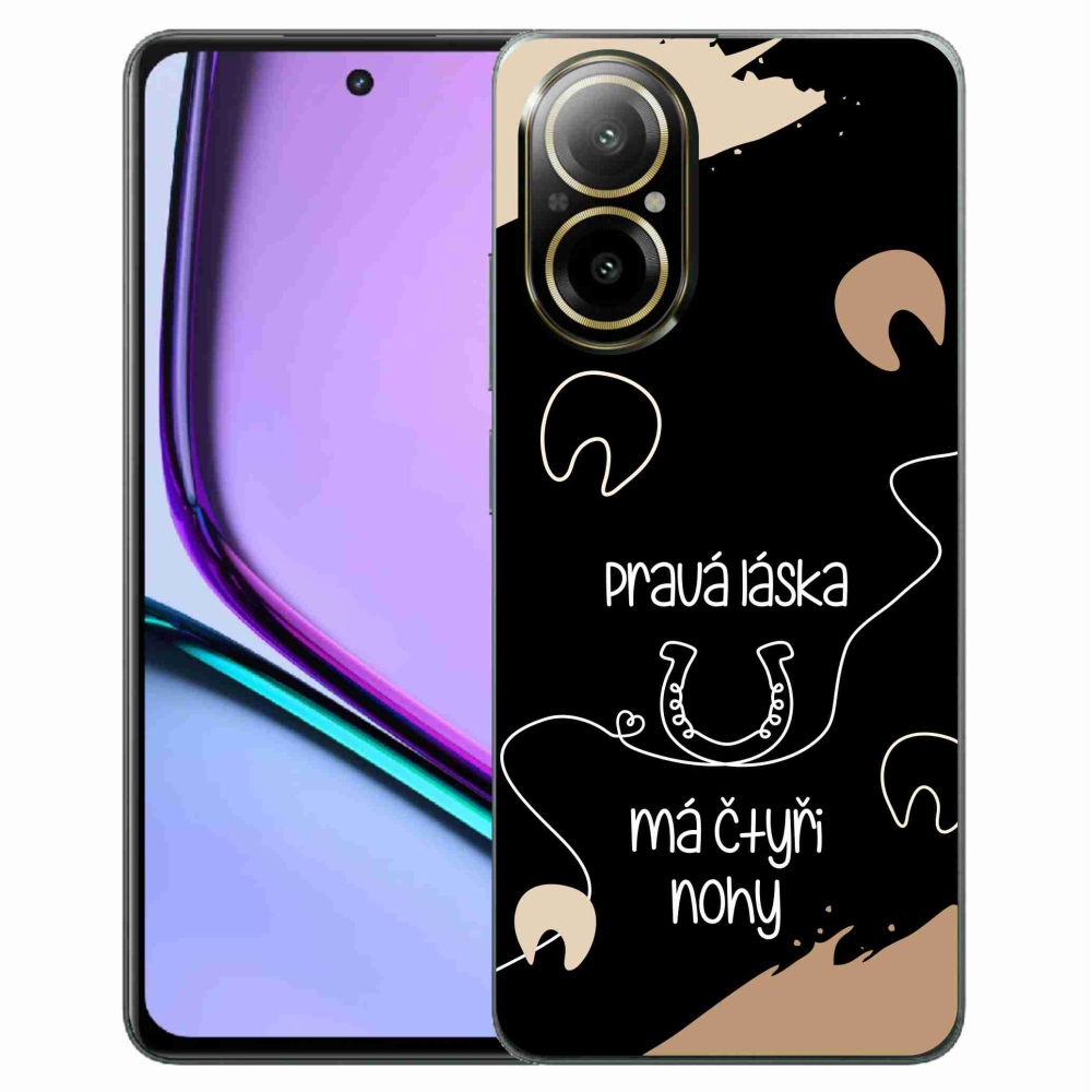 Gél borító mmCase a Realme C67 készülékhez - ló motívum fekete háttérrel