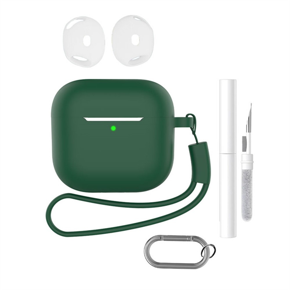Apple AirPods 4 szilikon tok tisztító készlettel - sötétzöld