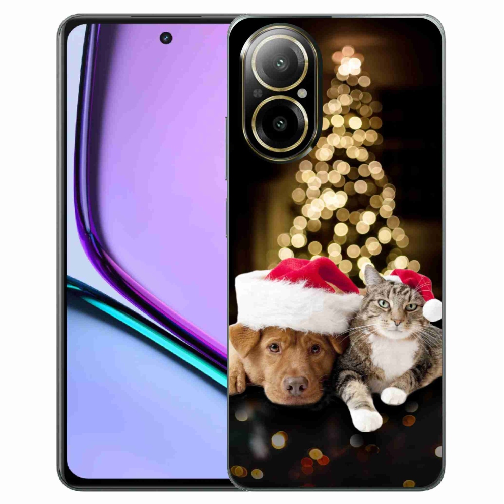 Gél borító mmCase a Realme C67 készülékhez - Karácsonyi kutya és macska