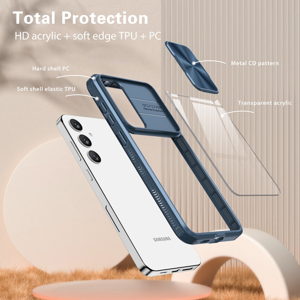 Tartós hátlapi borítás kamerafedéllel Samsung Galaxy S25+ készülékhez - kék