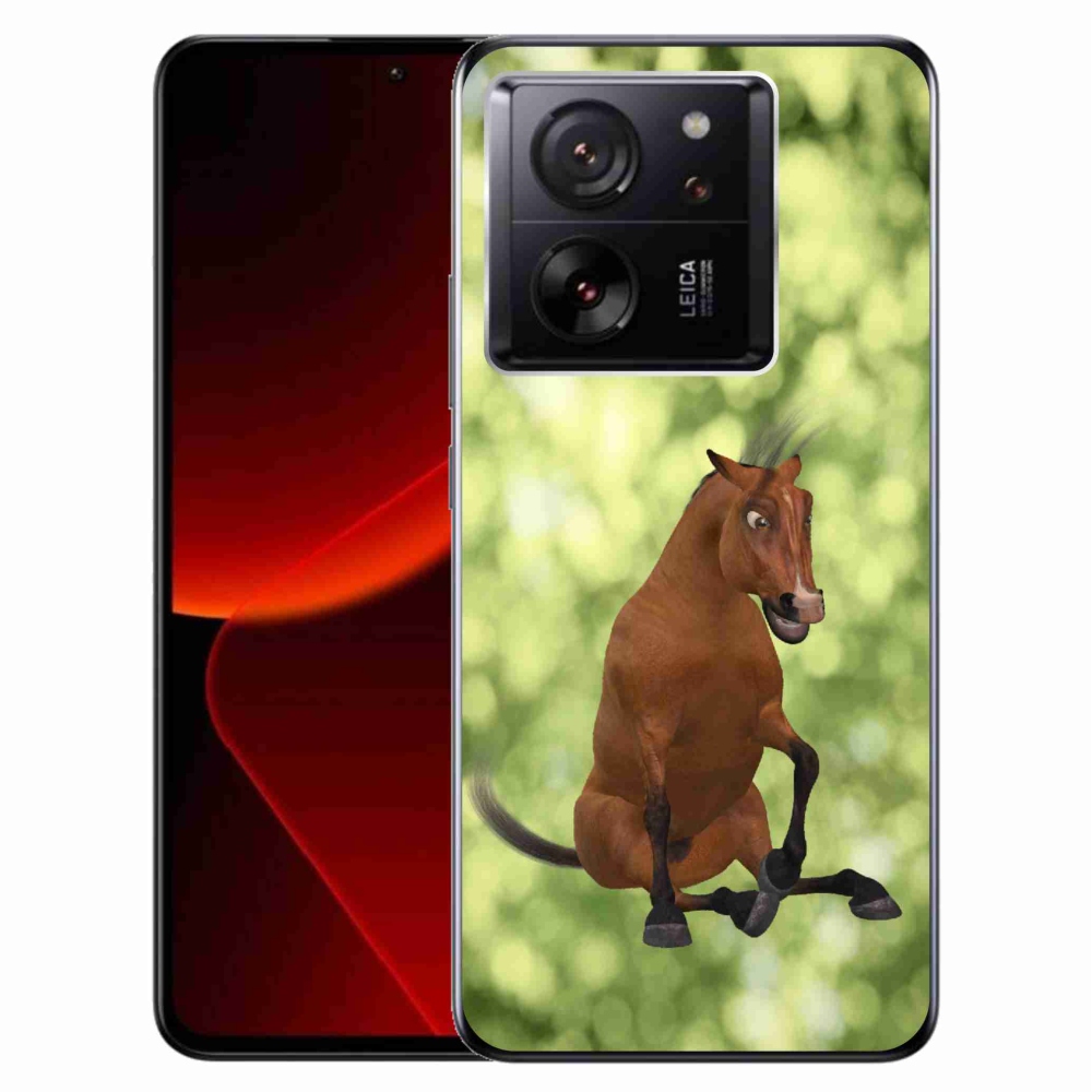 Gél borítás mmCase a Xiaomi 13T/13T Pro számára - barna rajzfilm ló 1