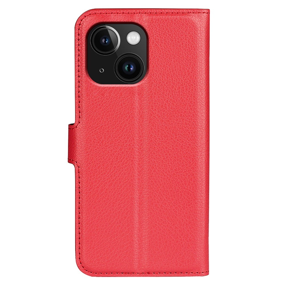 Litchi könyvtáska iPhone 15 Plus készülékhez - piros