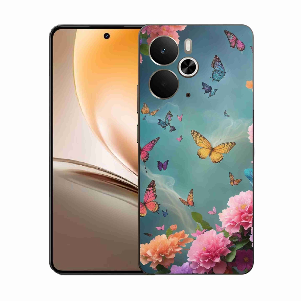 Gél borító mmCase a Realme 14 5G készülékhez - színes virágok és pillangók