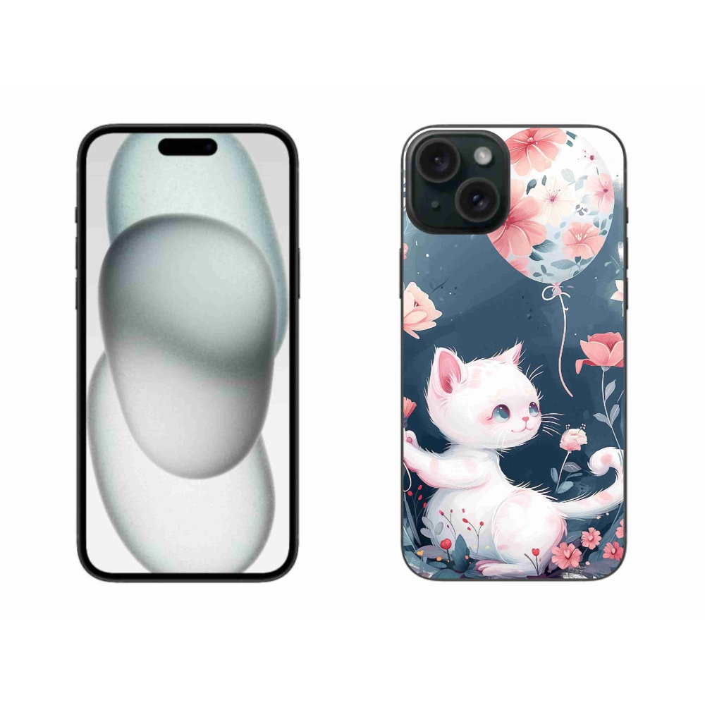 Gél borítás mmCase iPhone 15 Plus készülékhez - cica lufival