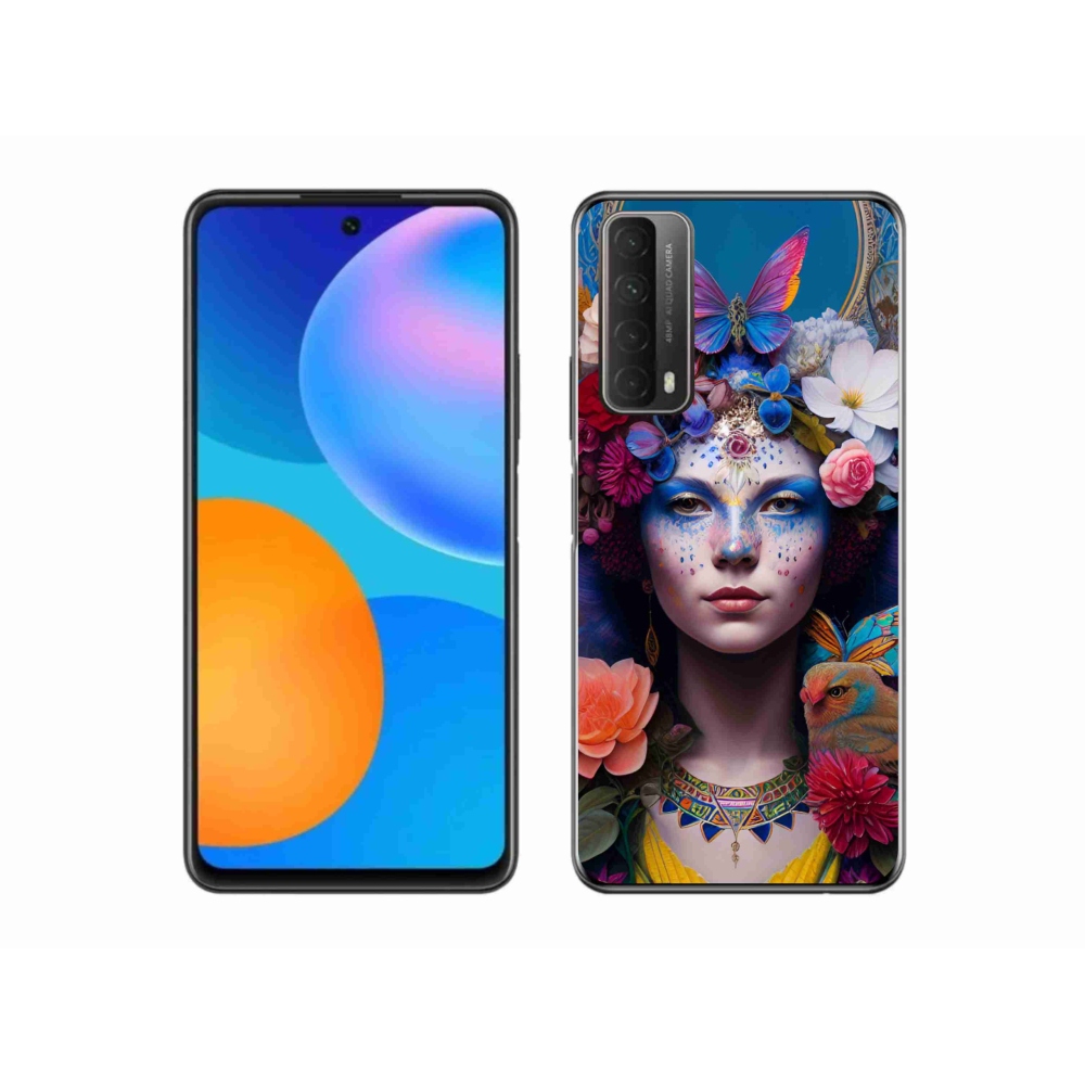 Gél borító mmCase a Huawei P Smart (2021) - nő virágokkal