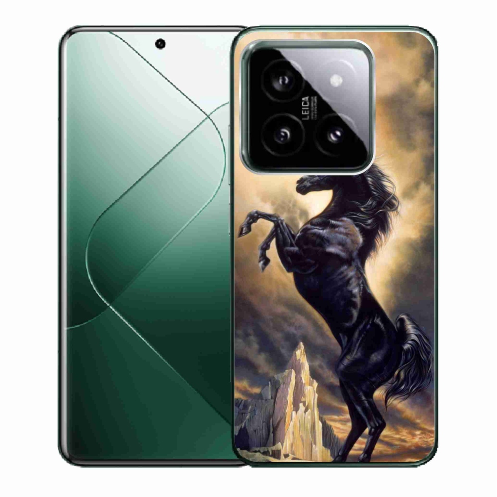 Gél borítás mmCase a Xiaomi 14 - fekete rajzfilm lóhoz