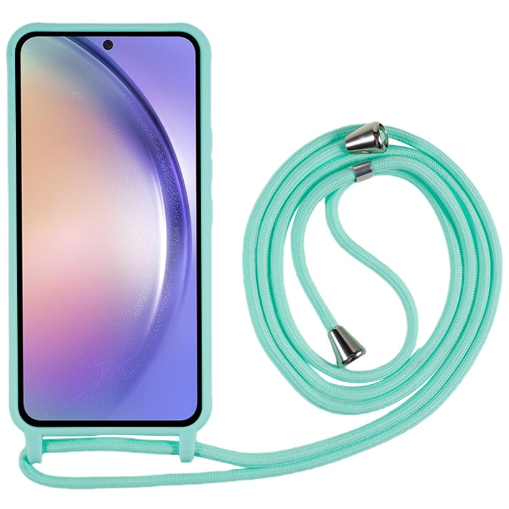 Zsinórral ellátott zselés tok Samsung Galaxy S25 készülékhez - kékeszöld színű