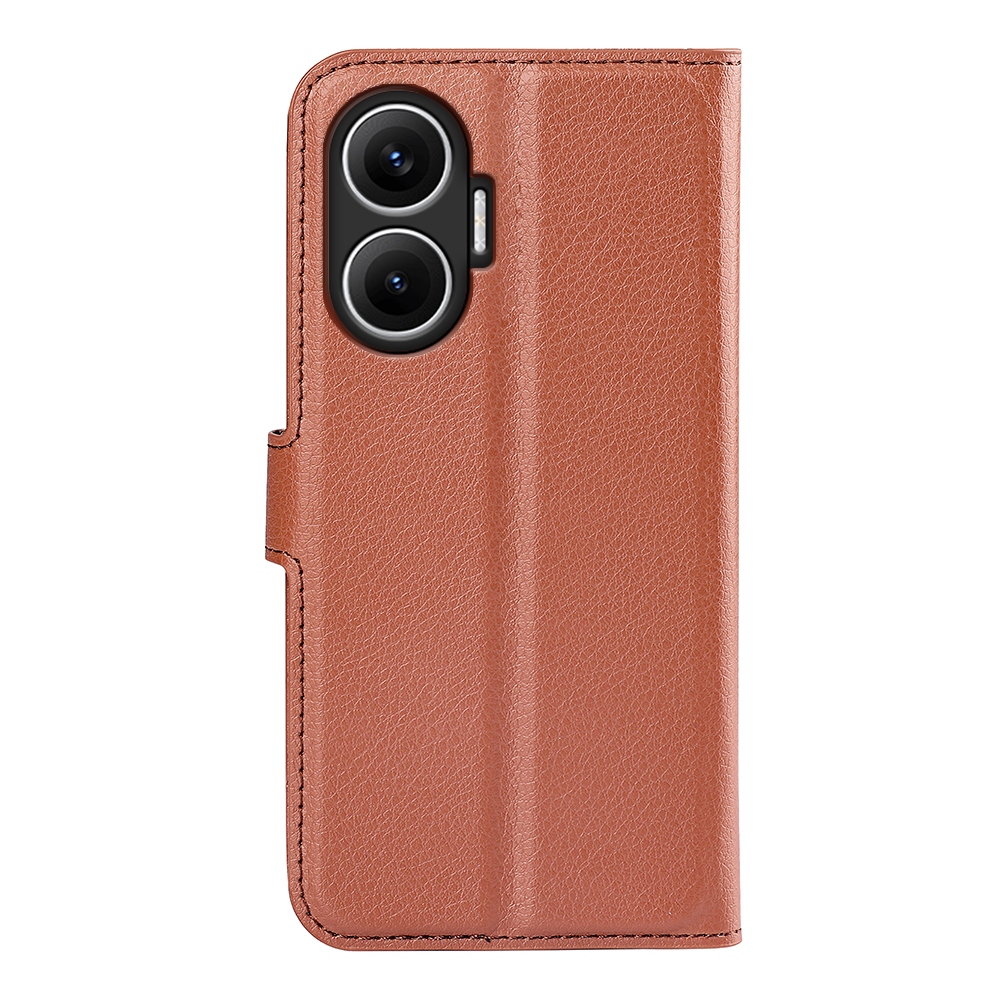 Litchi könyv tok a Xiaomi Poco F7 5G-hez - barna