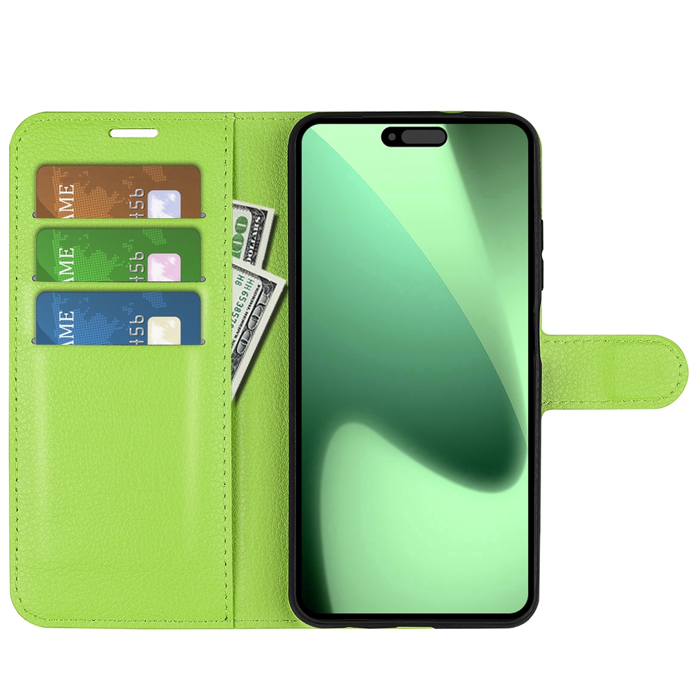 Litchi könyvtáska iPhone 17 Pro készülékhez - zöld